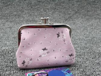 M007-cartera de lona con dibujos animados de doble rosa para mujer, monedero de tela corta Floral para mujer, monedero para chica, para estudiante,: 14pink