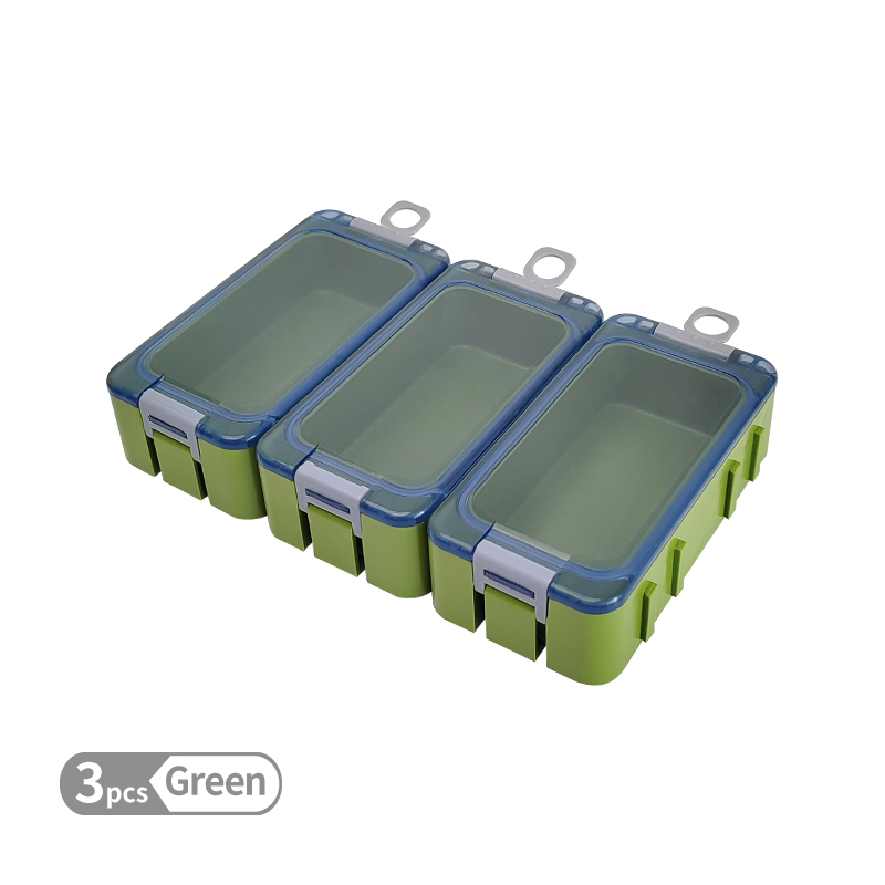 Mini Boîte de Rangement en Plastique pour Accessoires de Pêche, Conteneur pour Hameçon, Leurre, Compartiments, Valise à Outils pour Carpe, 3 Pièces: green