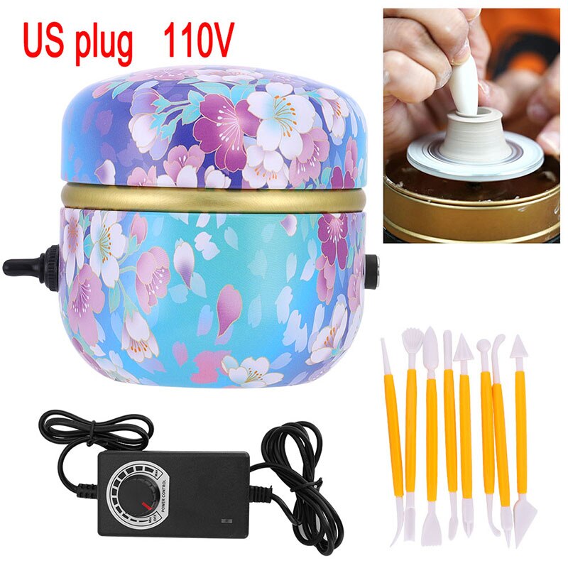Mini poterie roue Machine 1500 tr/min Mini poterie Machine électrique poterie roue argile pour travaux pratiques outil plateau pour adultes enfants céramique Art: B US plug
