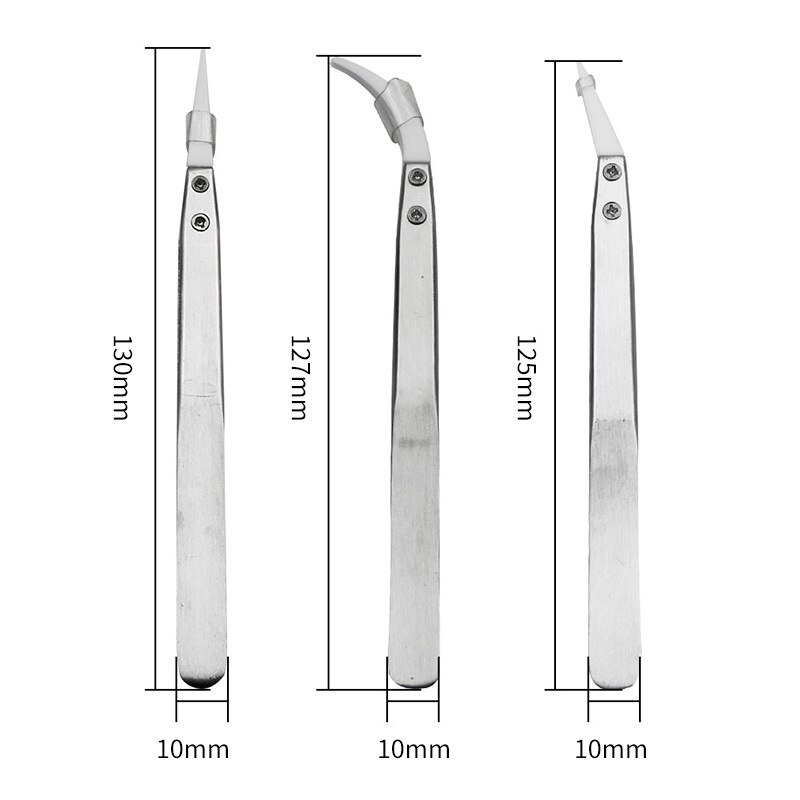 Ceramic Tweezers Set Antistatic Anticorrosion Antimagnetic Precision Tweezers Set of 3