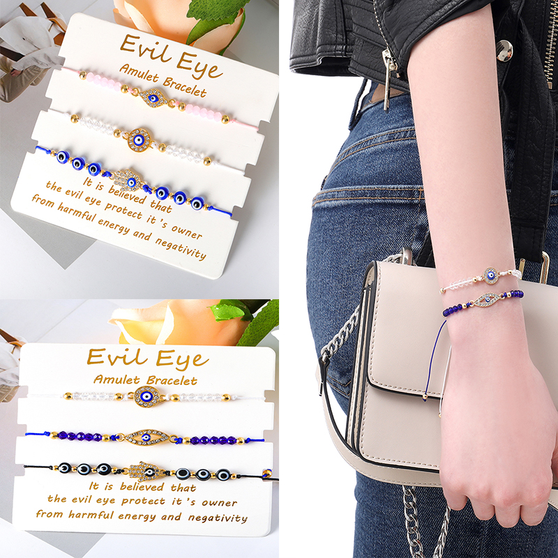 Pulseras turcas contra el mal de ojo para hombres y mujeres, tobillera trenzada de amistad, de protección hecho a mano, joyería de deseo de la suerte, 2-3 piezas por juego