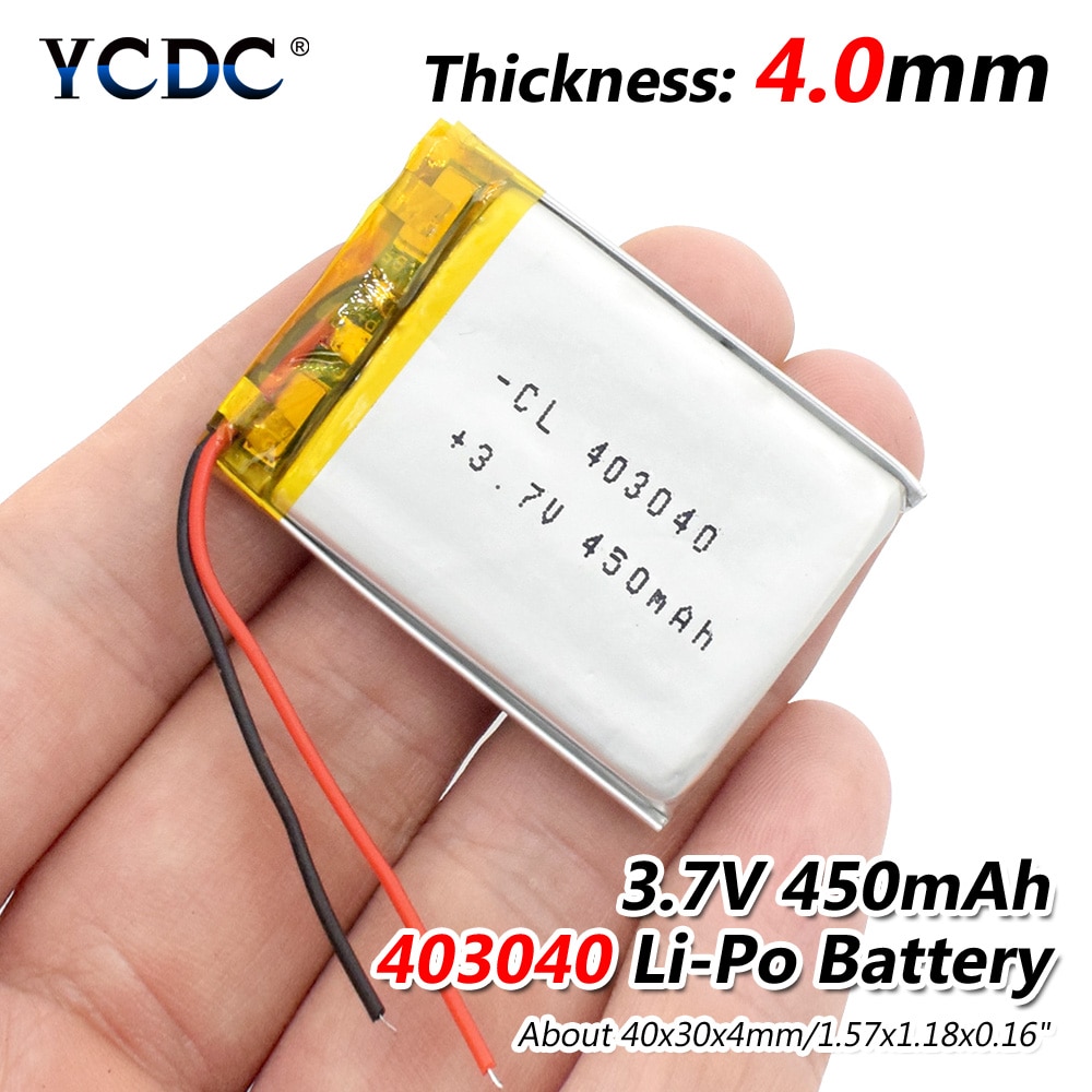 3.7V 450mAh 403040 Lithium polymère li-po Li ion batterie Rechargeable cellules Lipo pour tachygraphe voiture DVR Bluetooth haut-parleur caméra