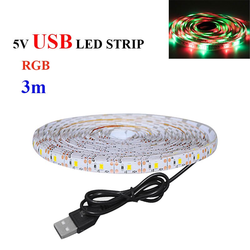 5V Batterie LED Werbung Licht Streifen 1m 2m 3m Drahtlose PIR Sensor Bewegung flexibel Diode Band LED Streifen für Werbung Lampe: 3m USB  RGB