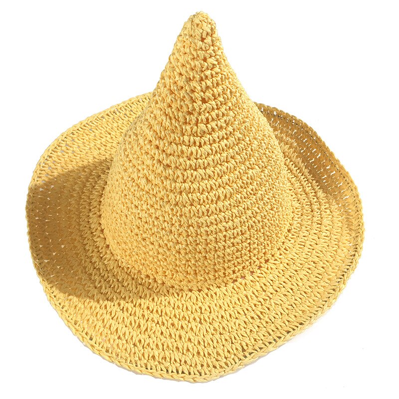 Sombrero de paja de verano para niña, bebé, playa, protección solar, gorra informal para niños, protección solar, protección solar, sombreros de bruja, gorras de Color sólido H7375