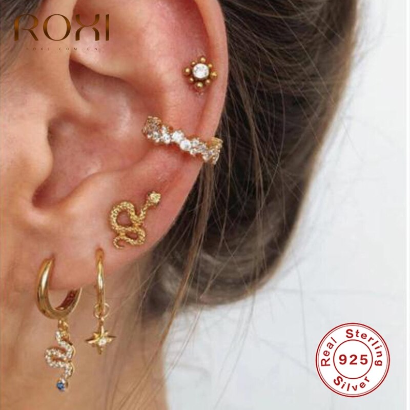 Roxi Vintage Mini Snake Stud Oorbellen Voor Vrouwen Mannen Meisjes Party Oorbellen Piercing Rock 925 Sterling Zilveren Fijne Sieraden Kolczyki