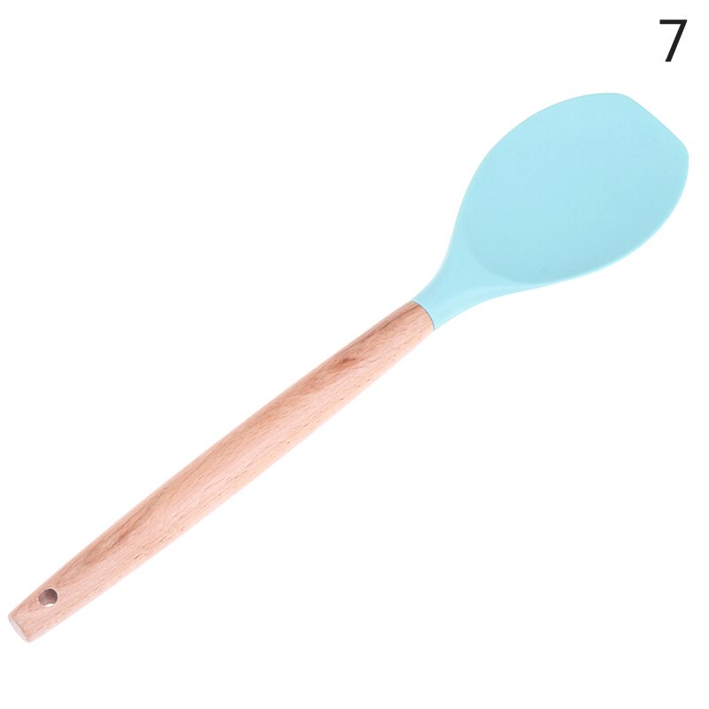 Silicone Wood Turner Soup Spoon Spatula Brush Scraper Pasta Server Egg Beater Kitchen Cooking Tools Kitchenware