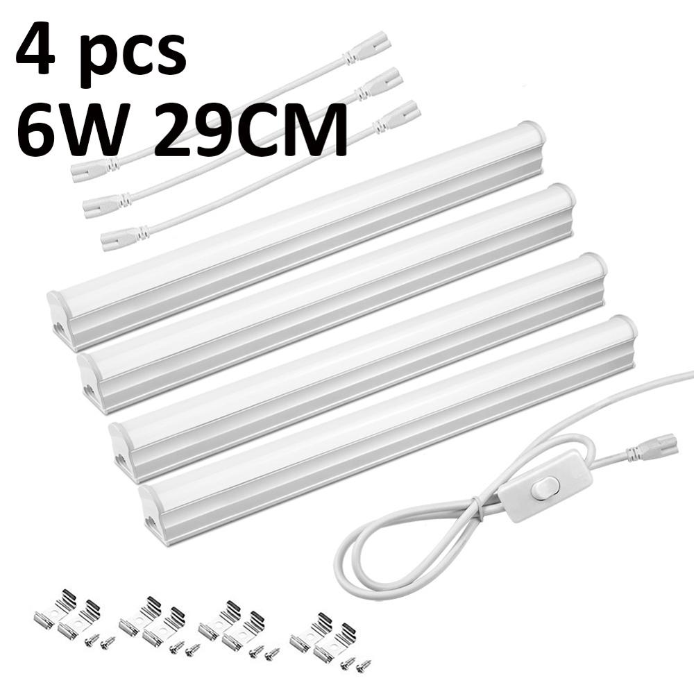 Lights For Kitchen AC 220V LED Bar light Lamp With EU Plug Switch Closet backlight 29cm 57cm led cocina cabinet lighting 6W 10W: 4 PCS 6W / White