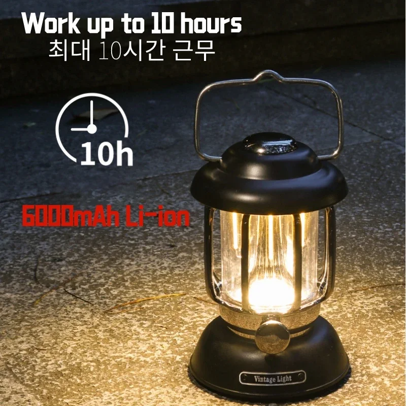 Draagbare Kerosine Vintage Camp Lamp Retro Led Light Outdoor Camping Lantaarn 3 Verlichtingsmodi Tent Licht Voor Wandelen Klimtuin