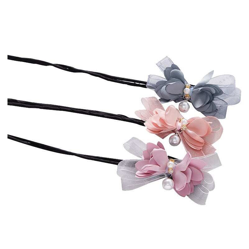 Moño de flores para mujer, Donut para hacer moños, perlas grandes dulces, herramienta de fabricación de cabello artesanal, accesorios para el cabello