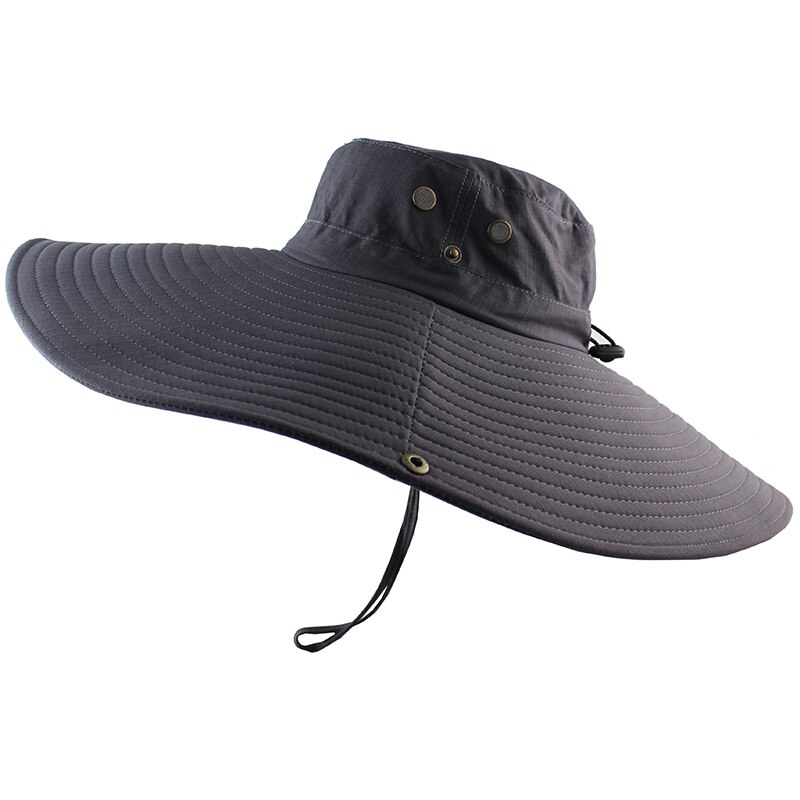 CAMOLAND UV Protection Sun Hat For Men Women 16cm Super Long Wide Brim Bucket Hat Outdoor Breathable Fishing Hiking Boonie Caps: Dark Grey