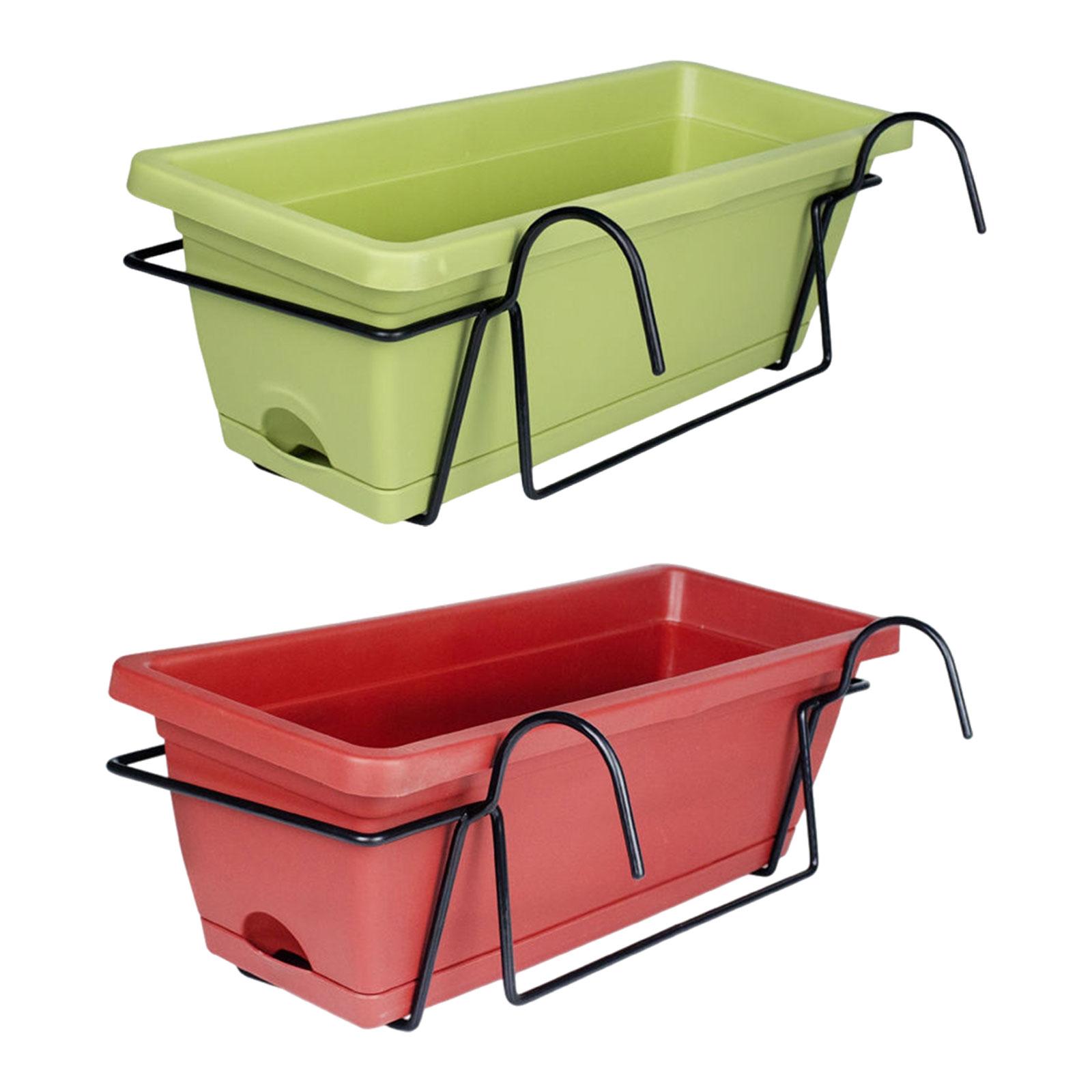Balcony Railing Planter Flower Pot with Tray Rack Vegetable Planting Pot Plant Basket Window Box for Yard Farmhouse Outdoor