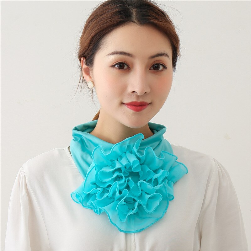 Floral Neck Ring Scarf Chiffon Collar Tie Women Muslim Hijab Hat Indian Turban Solid Lady Office Neckerchief Headband Scarves: Q