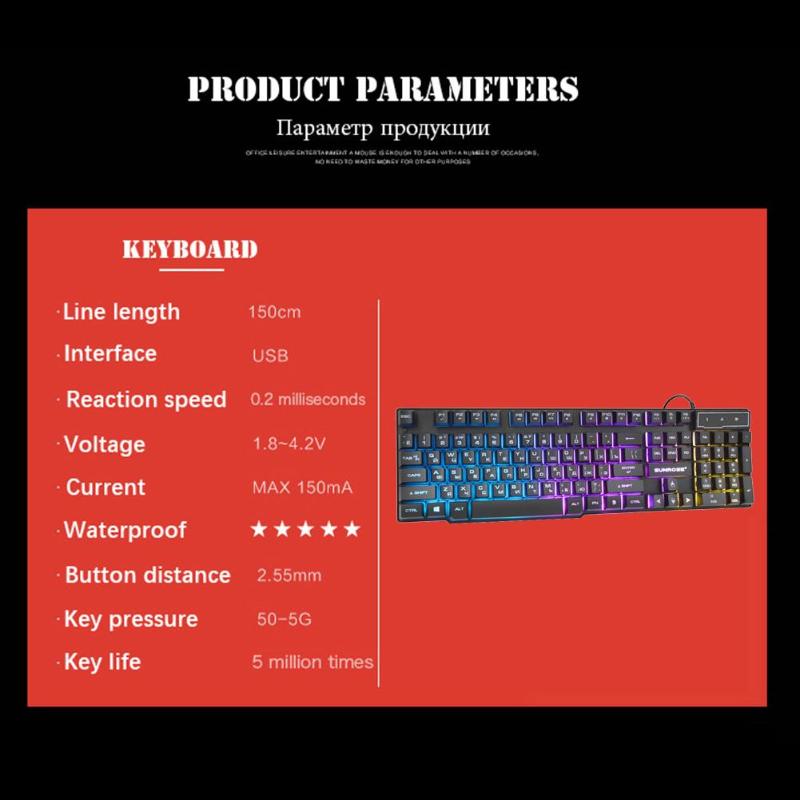 Keyboard With Backlight RGB Waterproof Mechanical Keyboards Feeling Gaming Russian Gamer PC Computer LED 104 Keys Standard USB