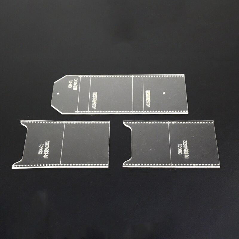 Plantilla plegable de acrílico para billetera, herramienta de artesanía de cuero, hecho a mano, con patrones acrílicos, 3 uds.