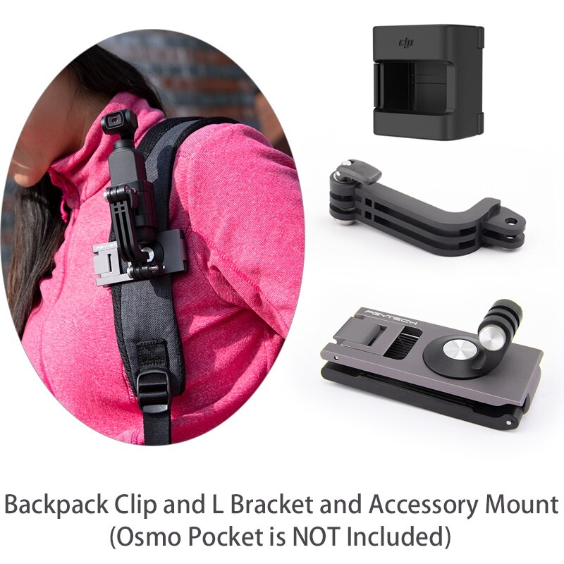Dji osmo pocket gimbal tilbehør håndledsrem & l beslag holder & tilbehør mount & rygsæk klip til osmo lomme beslag: Rød