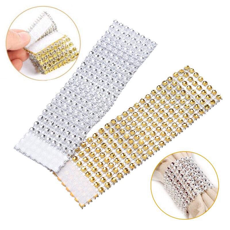 Anneaux De Serviette En Strass Bleu - Lot Pour Décoration De Table | Mariage, Noël, Fêtes (13 X 4 Cm) - 9