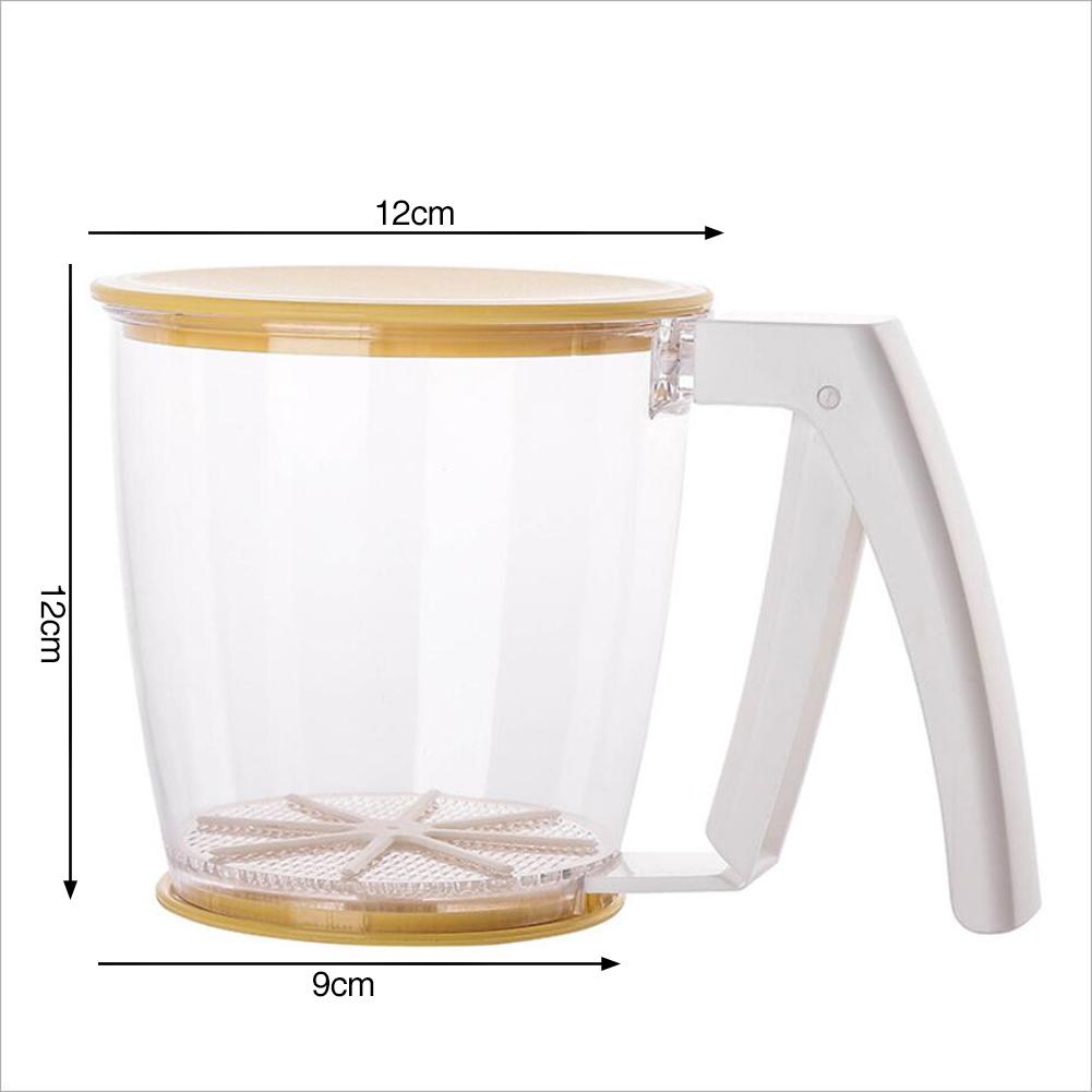 Electric Flour Sieve Bolt Battery Operated Sifter Plastic Cup Shape Mechanical Hand-Held Shaker Flour Sieve Baking Tool White