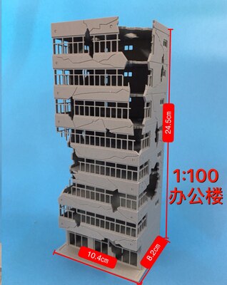 1:144 100 Proportion Resin Character Scene Layout Model War Damage In Assembly Multi-Storey Building Model: 1 100 E