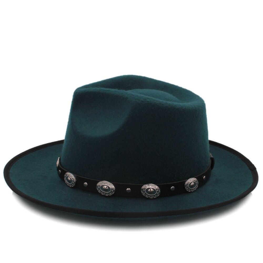 Sombrero Fedora de fieltro para mujer a la , Sombrero de otoño para mujer, Sombrero de estilo Jazz, Sombrero de señora, Reina, Sombrero Fascinator para papá, cinturón Punk: Sky Blue