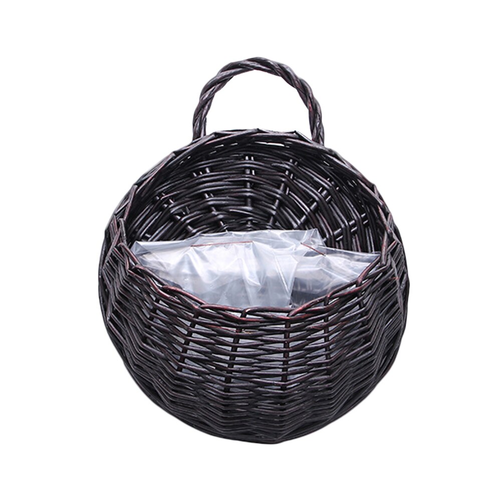 Cesta de mimbre hecha a mano para flores, maceta de Vid verde, jardinera colgante, contenedor de perchas, colgadores de pared, cesta para plantas de jardín: 03