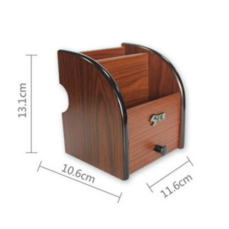 Wooden Pen Holder Stationery Holder Pen Pots Desk Organizer Pencil Stands Office Desk Accessories with Small Drawer