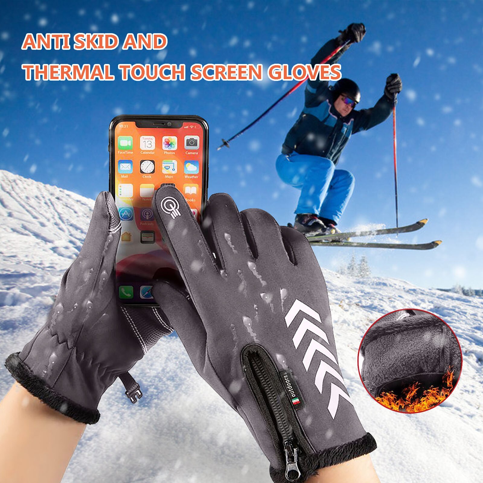 Guantes Térmicos cálidos para ciclismo, guantes transpirables y cálidos para deportes al aire libre, pantalla táctil, para invierno, Outsid