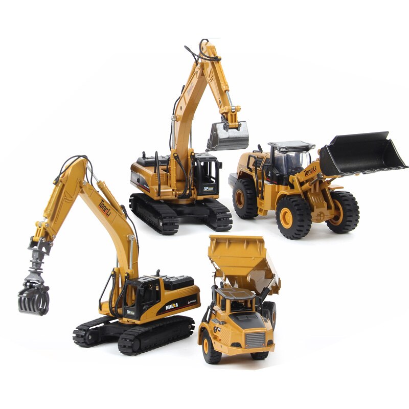 In Lega di alta Simulazione Giocattoli 1:50 Bilancia Die-cast Modello Idraulico Navvy Loader Bulldozer Ingegneria Macchina di Costruzione I Regali Dei Ragazzi: 4pcs group1