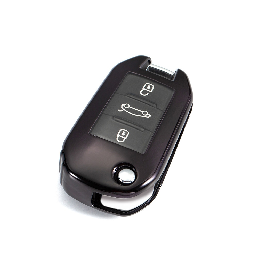 Tpu bilnøgle cover til peugeot 508 301 308 3008 5008 4008 408 308s til citroen  c4 cactus  c5 c4l c3- xr c-elysee nøgle kuffert: Sort