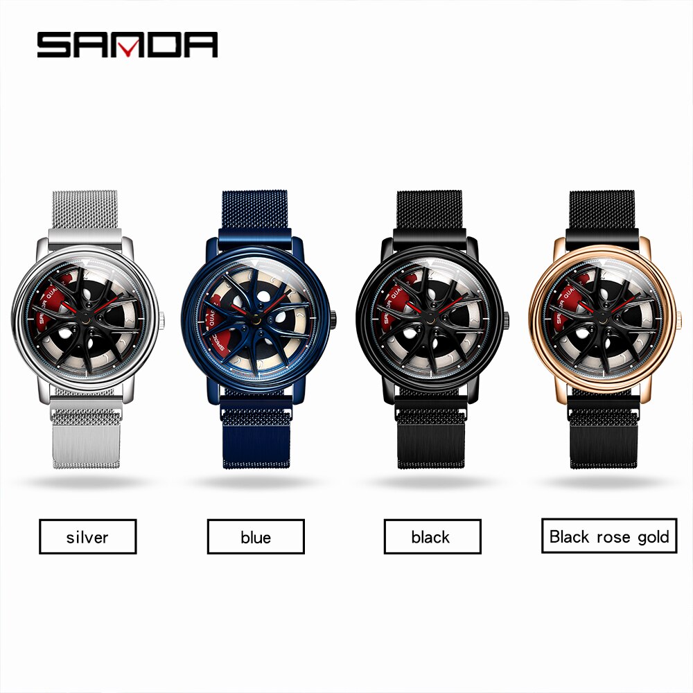 Auto velg quartz horloge man creativiteit auto polshorloge stalen magneetsluiting wiel velg naaf horloges relogio masculino