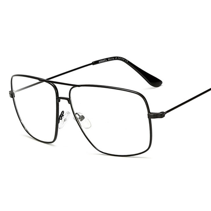 Vintage Gold Metal Frame Eyeglasses Mens Womens Sun Glasses Retro Square Optical Lens Eyewear Nerd Clear Lens Glasses: black