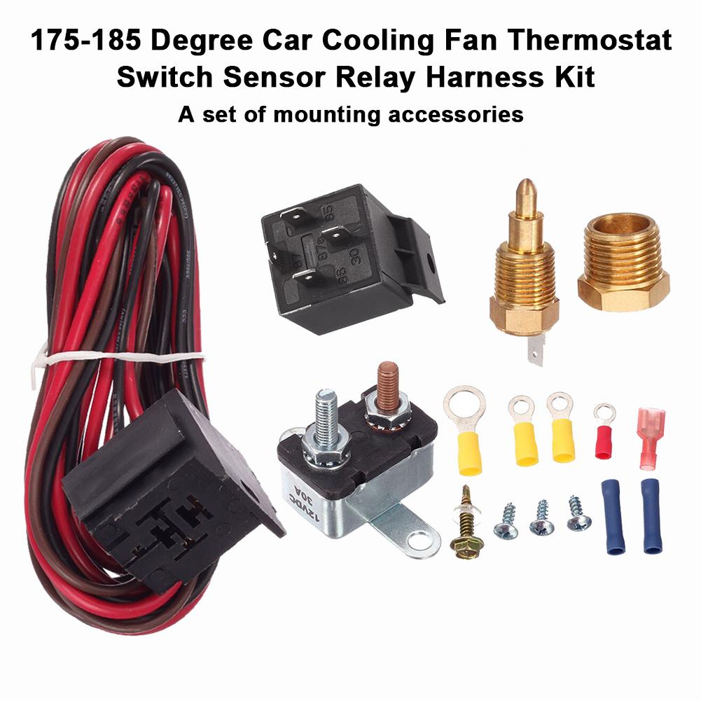 Fan Cooling Mounting Accessories Degree Car Cooling Fan Thermostat Switch Sensor Relay Harness Kit