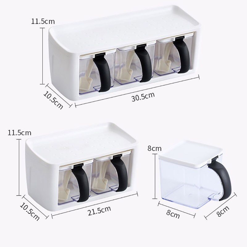 Küche Gewürz Veranstalter Stapelbar Gewürz Boxen Mit Griff Zucker Salz Behälter Kunststoff Vakuum Deckel Hause Küche Zubehör