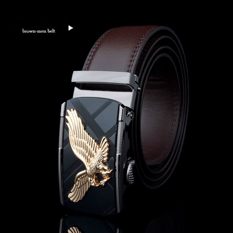 belts for Men Eagle Metal Automatic Buckle Split Leather Waist belt for luxury cowhide men's belt Novelty 3.5cm