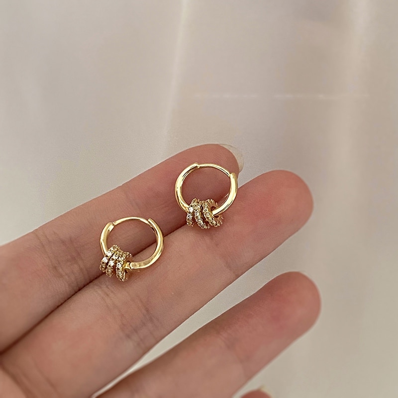 Korean TV Star Circle Hoop Earrings For Women Shining Zircon Oorbellen Round Earring Jewelry