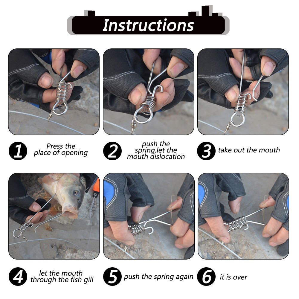 shaddock fishing 6M Fishing Lock Buckle Stainless Steel Live Fish Lock With Fishing Stringer For Fishing Tackle Accessories