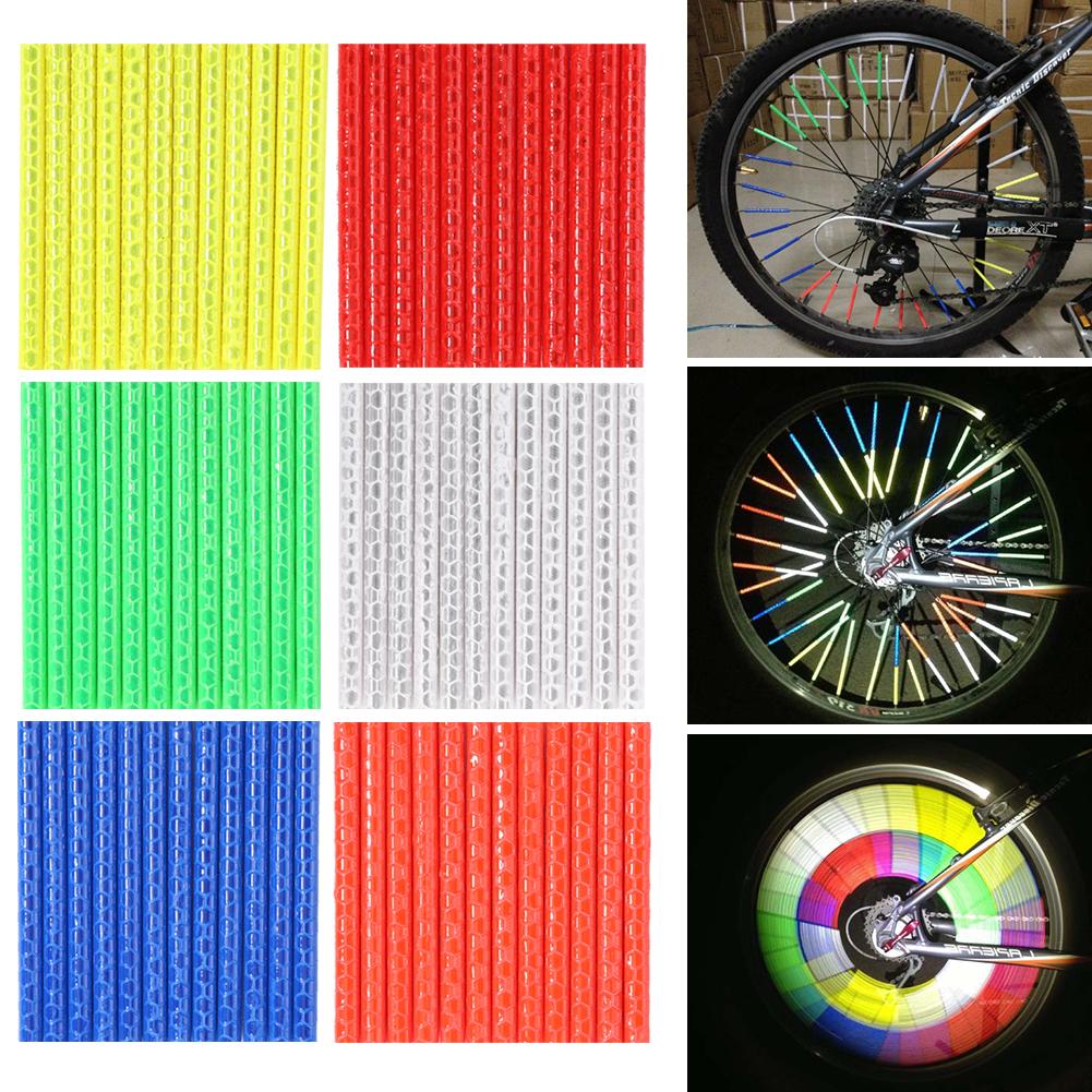 Luces de bicicleta con Clip para llanta de rueda, tubo de luz de advertencia de seguridad, Reflector reflectante, accesorios para bicicleta, 12 Uds.