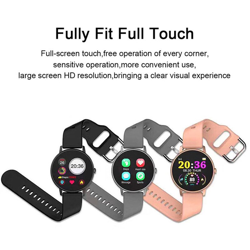 Smar twatch Full Touch Rotonda Donne di Pressione Sanguigna Orologio Smartwatch Donne Impermeabile Frequenza Cardiaca Tracker Orologio di Sport Della Vigilanza