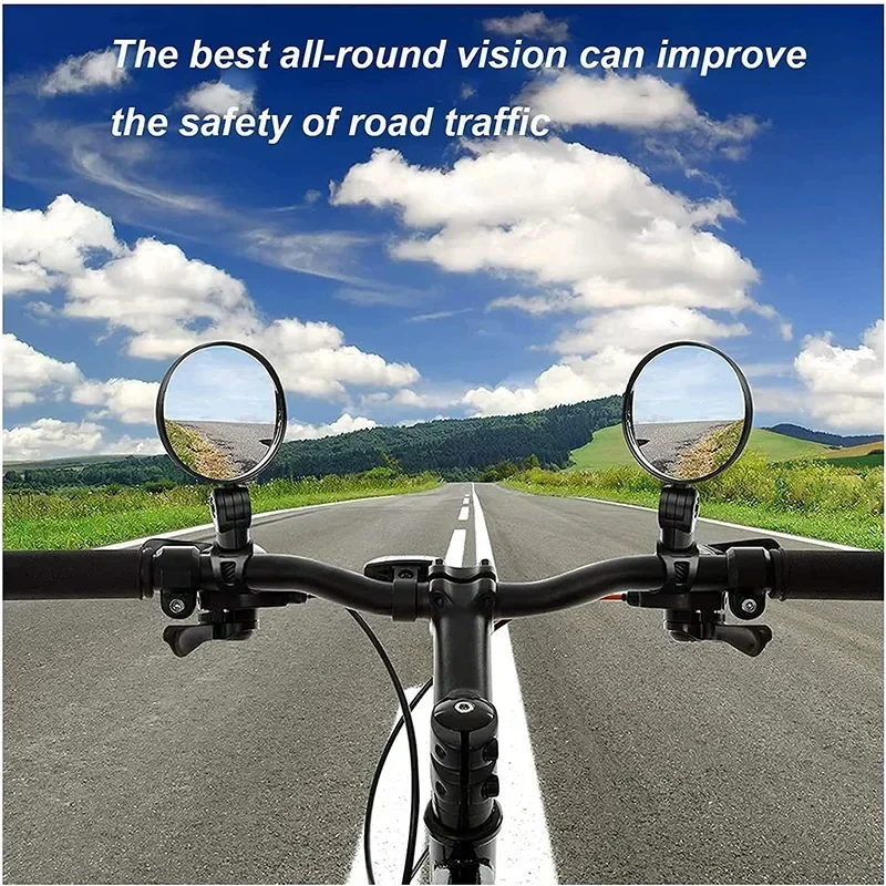 Espejos de bicicleta convexos para Scooter Eléctrico, Reflector de gran angular ajustable para manillar de bicicleta de montaña, espejo retrovisor, accesorios para bicicleta