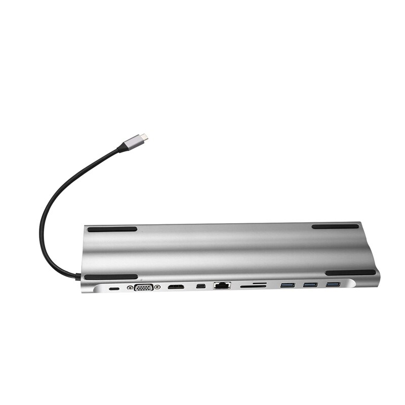 USB C Hub,11 in 1 USB-C Laptop Docking Station with Gigabit Ethernet Port Cable, 4K HDMI, VGA, 3 USB3.0, 1 USB2.0, SD/TF Cards R