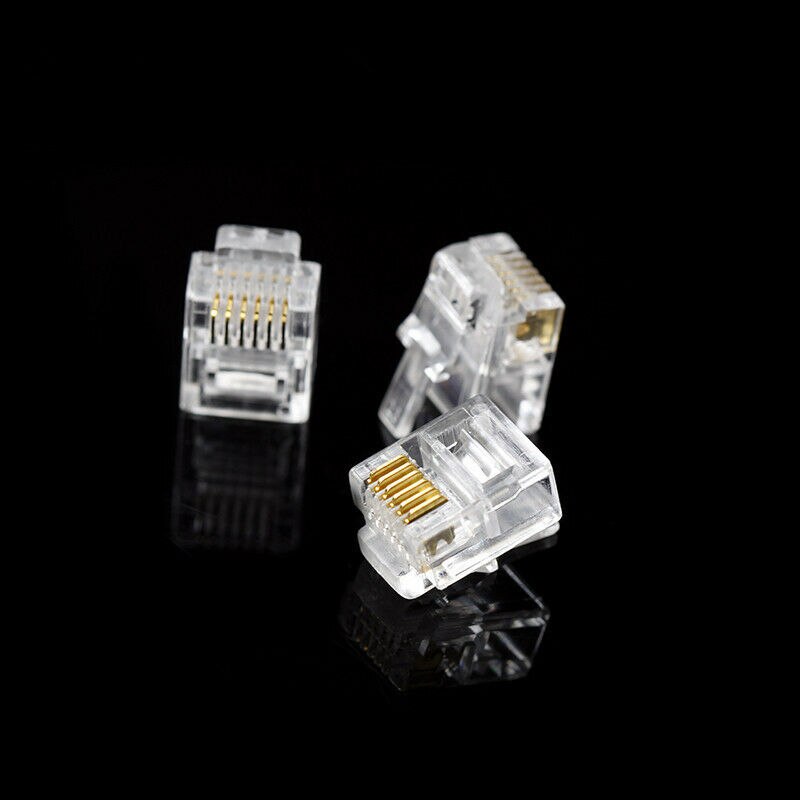 20PCS Gold-plated RJ12 6Pin 6P6C engineering CNC Telephone crystal head Connector Network RJ 12 Telephone Connectors PC + Copper