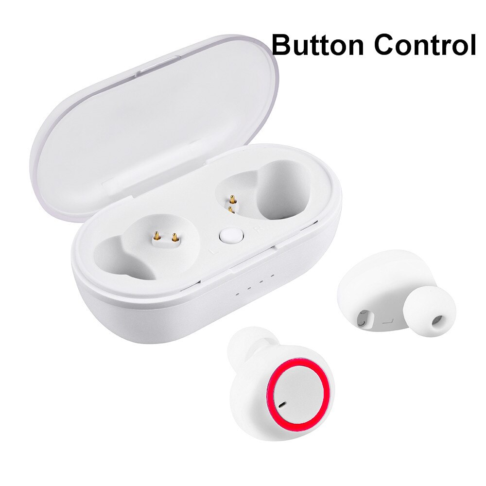 TWS Bluetooth 5.0 Earphone Waterproof Sport Earphones Handsfree Earbuds Stereo Wireless Headset with Mic for IOS Android Phone: White Red