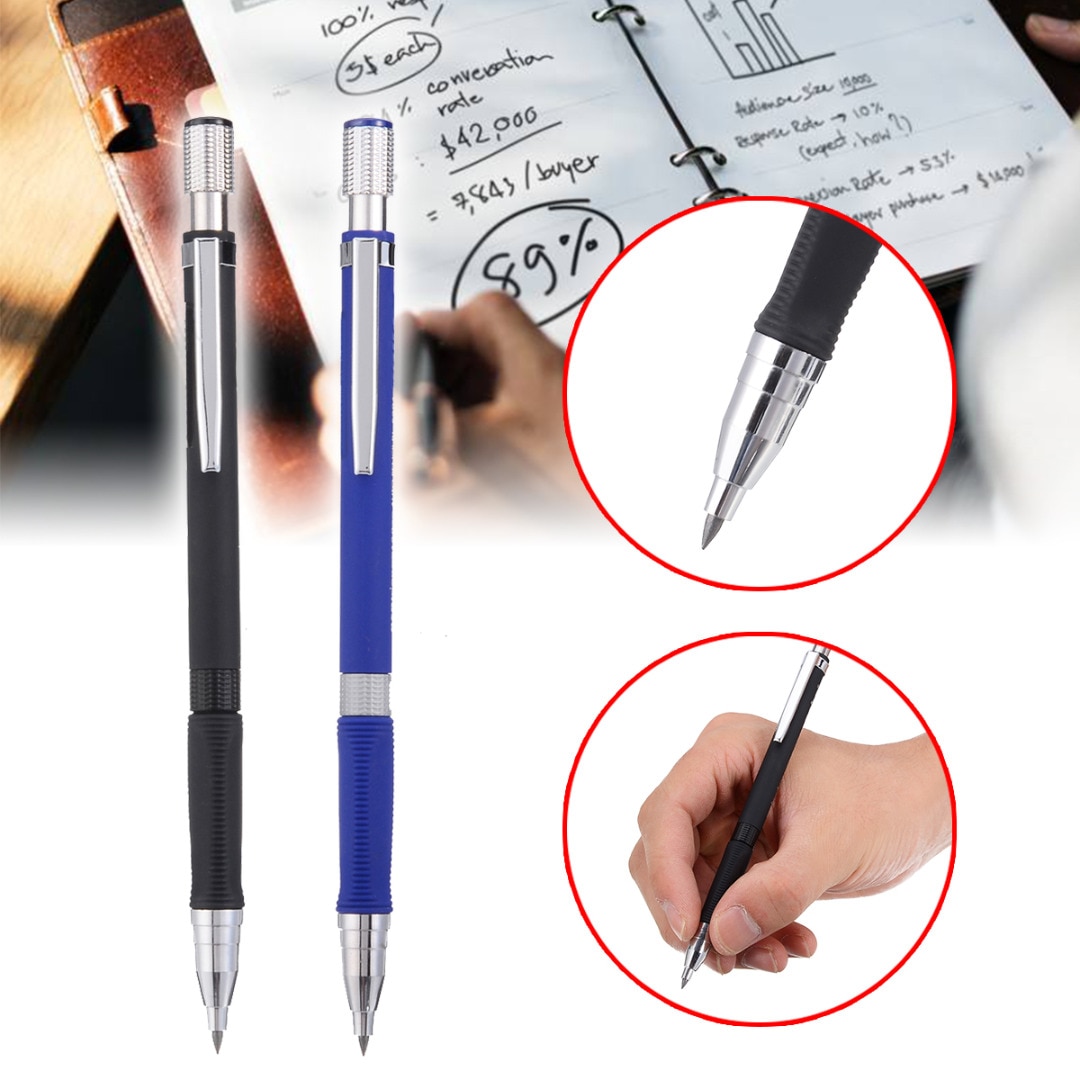 5 stücke 2B Mechanische Bleistift 2mm Metall Blei Halfter Stift Automatische Entwurf Zeichnung Bleistift Kunst Werkzeug Für Technische Zeichnung schwarz/Blau