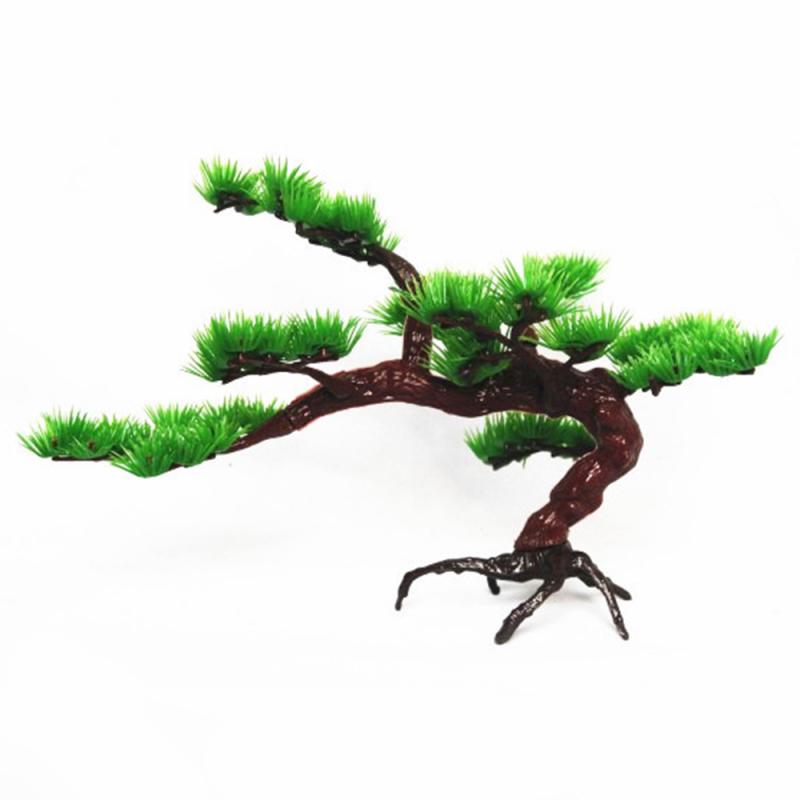 Artificial Bonsai Pine Tree Aquarium Plastic Bonsai Ornament Fish Tank Artificial Pine Tree Plant Decor Aquarium Ornament Decor: Default Title