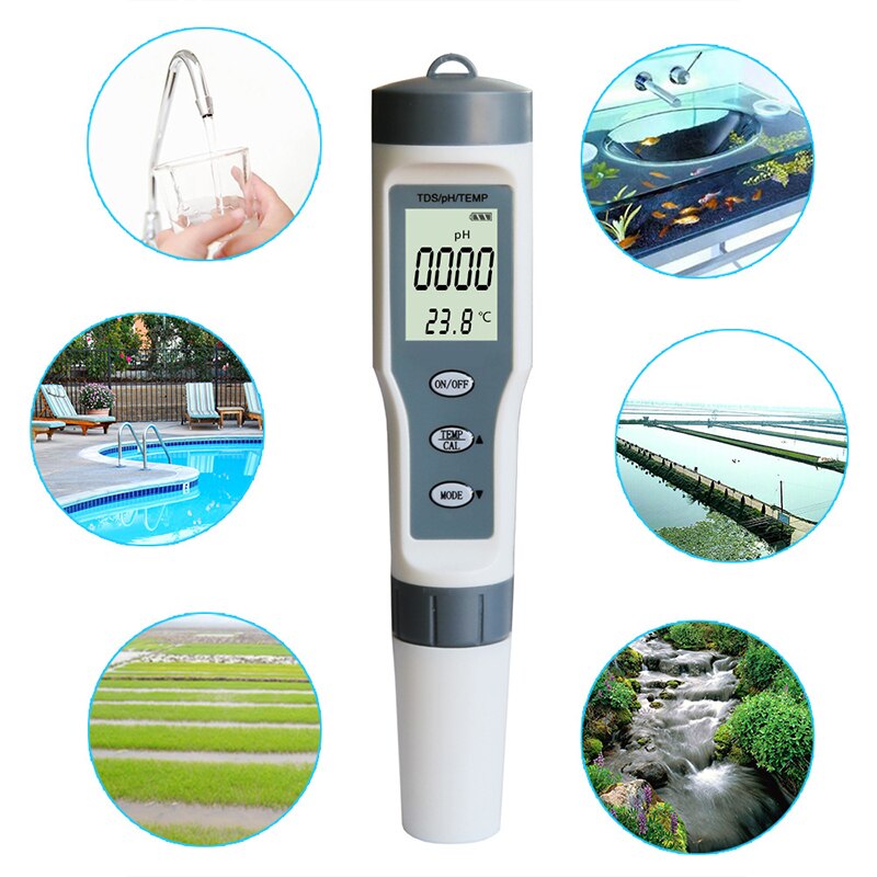 Three In One Pen Tester Urine Calibration PH Water Tester Pen Aquarium Pool Water Wine Digital Meter Probe Calibration