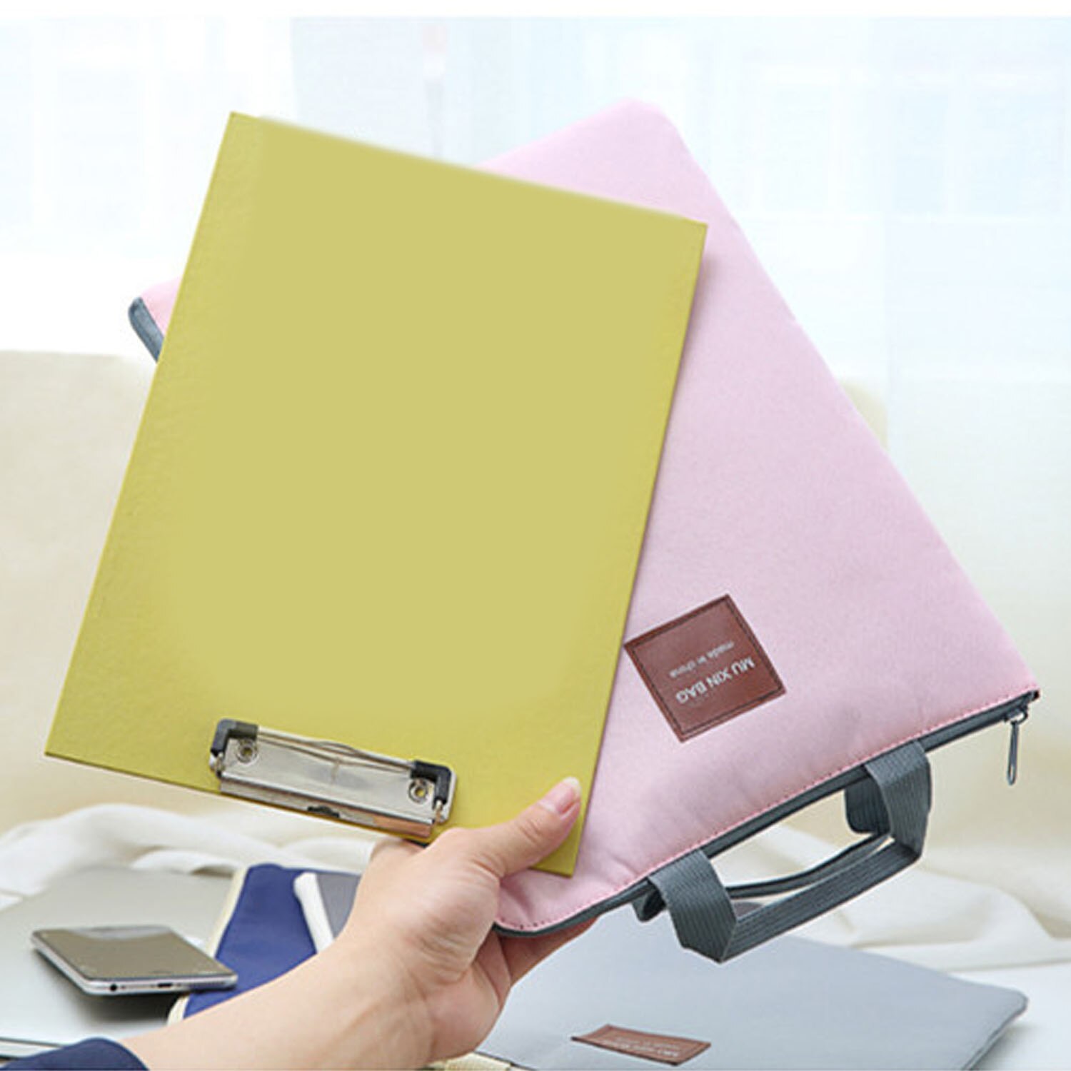A4 Size Nylon Document Bags Organizer with Handles Waterproof for Office School Business 13inch Laptop Tablet Cell Phones