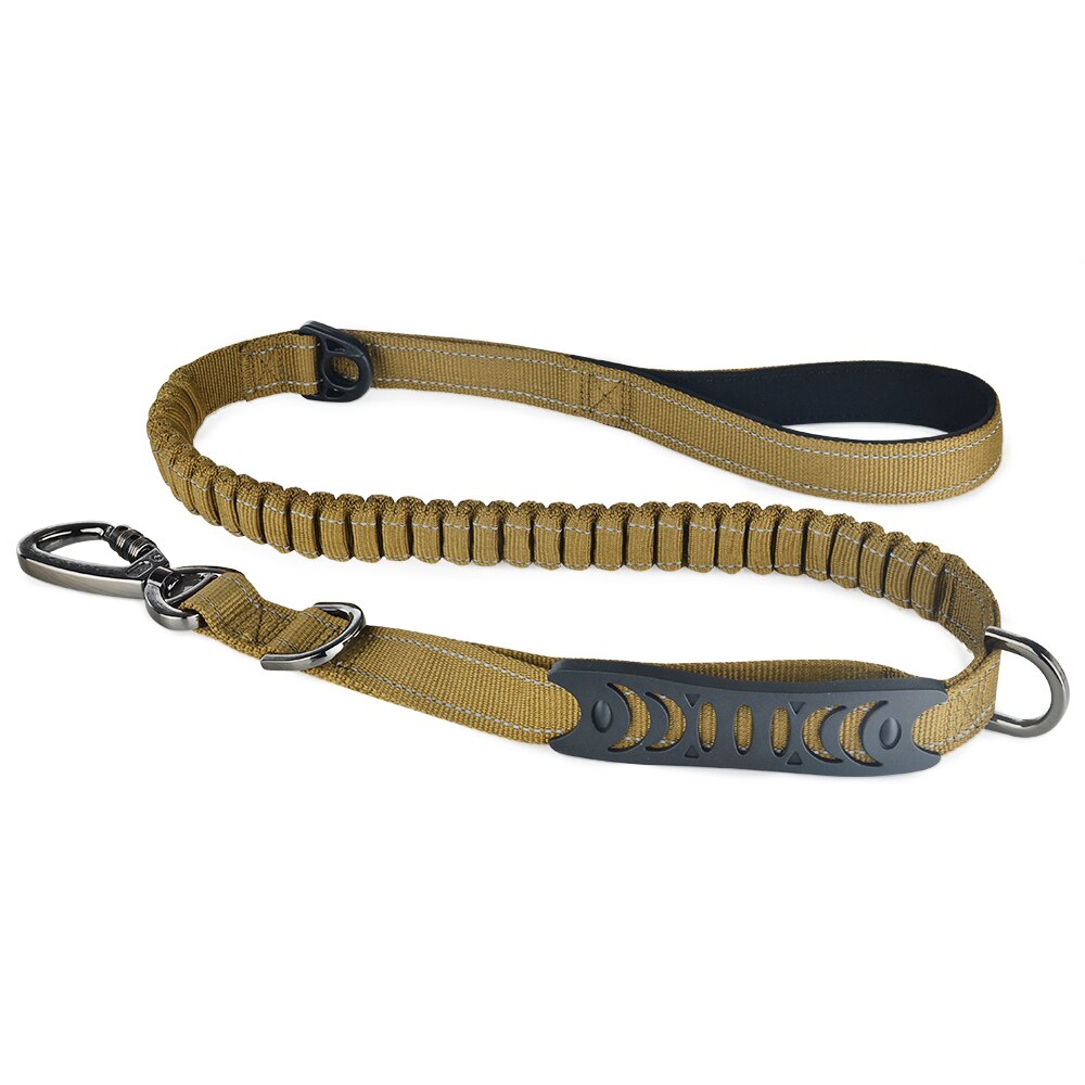 Airuidog jatkettava nylon pitkä koiran hihna vahva raskaaseen käyttöön kaksoiskahva vahva koiran hihna: Tumma khaki