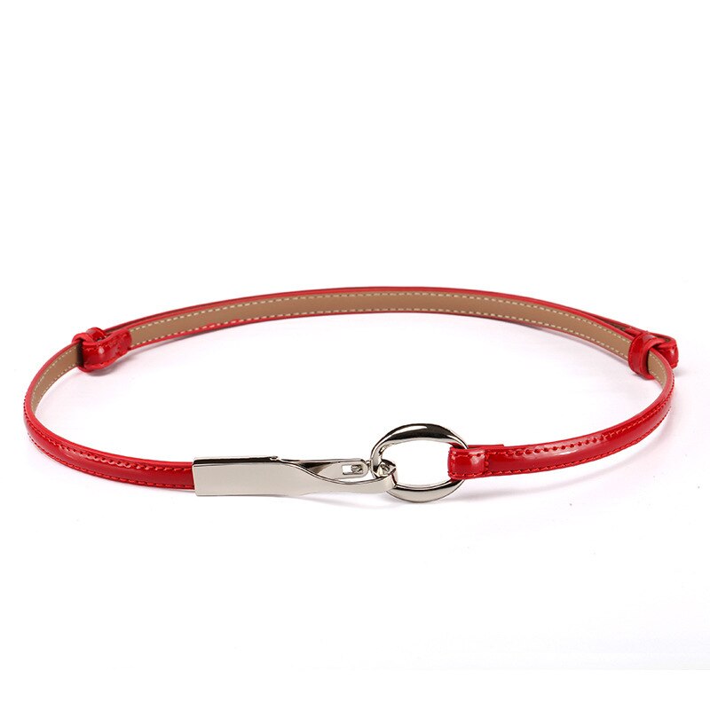 Dames meisjes tailleband tailleband kleurrijk imitatieleer smal dun skinny jurk riem zwart/geel/roze/rood: Rood