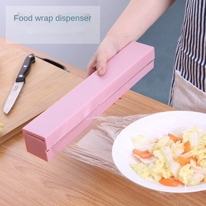 Plastfolie dispenser plast mad friskhed wrap cutter folie film skære papir husholdningsfilm cutter opbevaringsholder køkkenværktøj