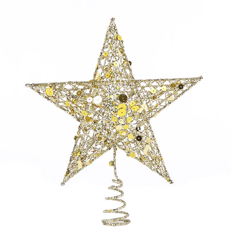 Five-pointed star Wrought iron decorations Tree top star sequins Vertical five-pointed star Christmas decoration supplies: 02