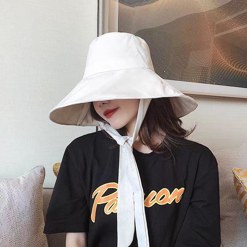 Sommer vår japan slips bøtte lue kvinner koreansk fiskerlue med stor brem sammenleggbar solkrem elegant bomullslin strandsolhatt